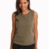 Active Lace Up Singlet Top - Dark Olive