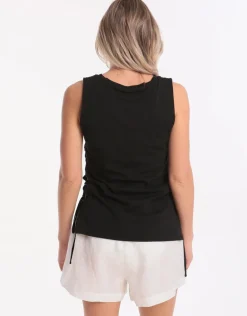 Active Lace Up Singlet Top - Black