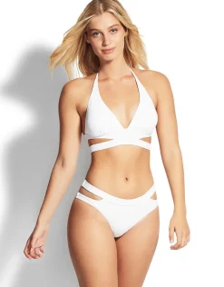 Active Split Band Hipster Bikini Bottom - White