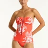 Aloha Halter Bandeau Tankini Top - Flame