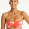Aloha Twist Bandeau Bikini Top - Flame