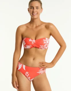 Aloha Twist Bandeau Bikini Top - Flame