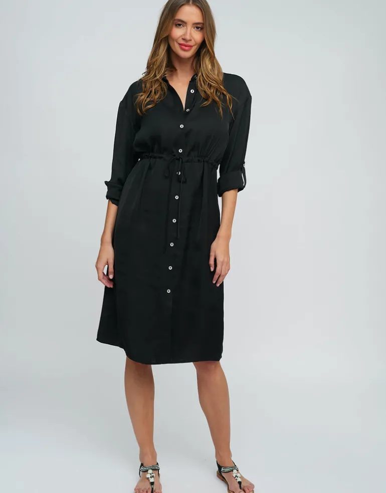 Alora Shirt Dress - Black