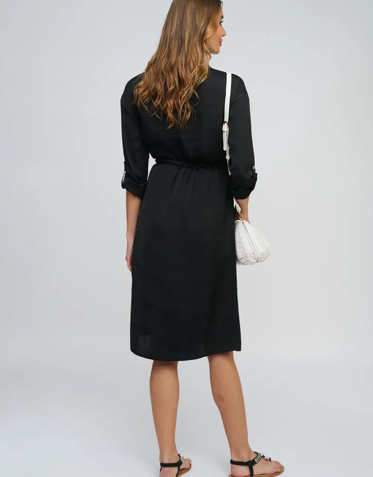 Alora Shirt Dress - Black