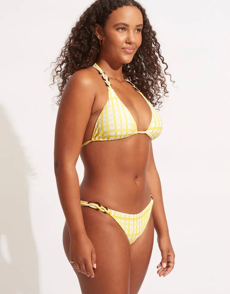 Amalfi Check Slide Tri Bikini Top - Lime Light