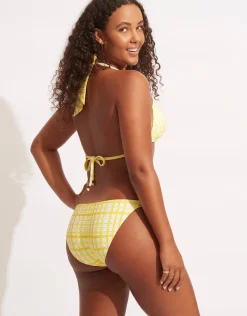 Amalfi Check Slide Tri Bikini Top - Lime Light