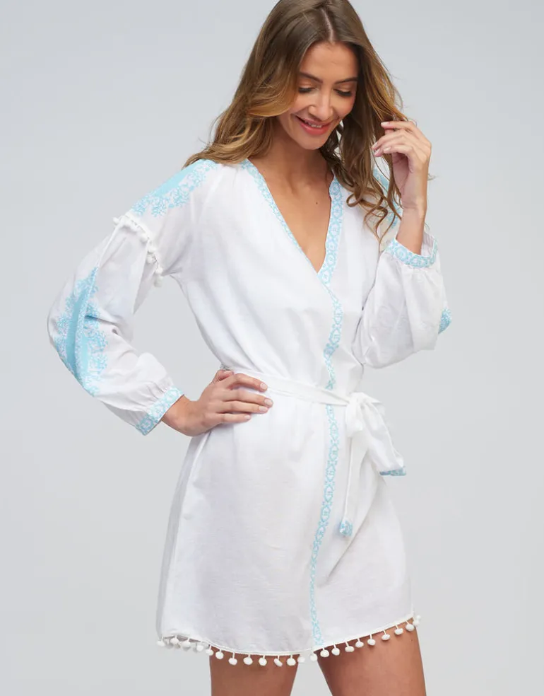 Amara Tunic - White and Light Blue