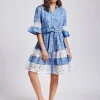 Aura 3/4 Sleeve Dress - Capri Blue