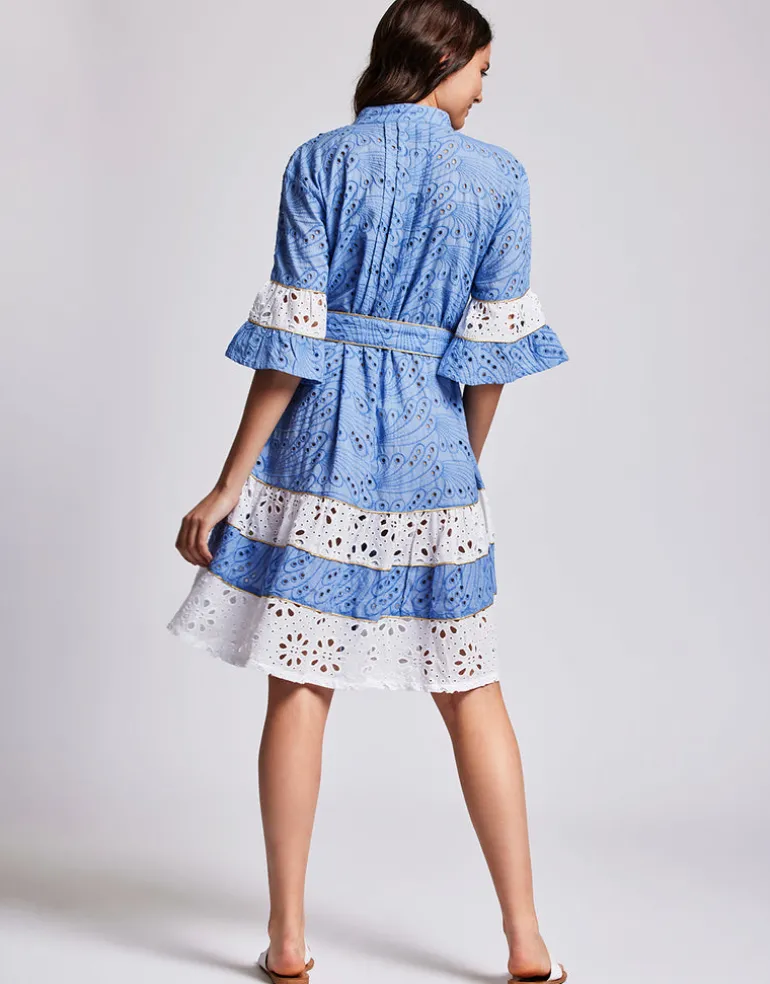 Aura 3/4 Sleeve Dress - Capri Blue