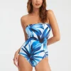 Azura Bandeau Swimsuit - Blue and White