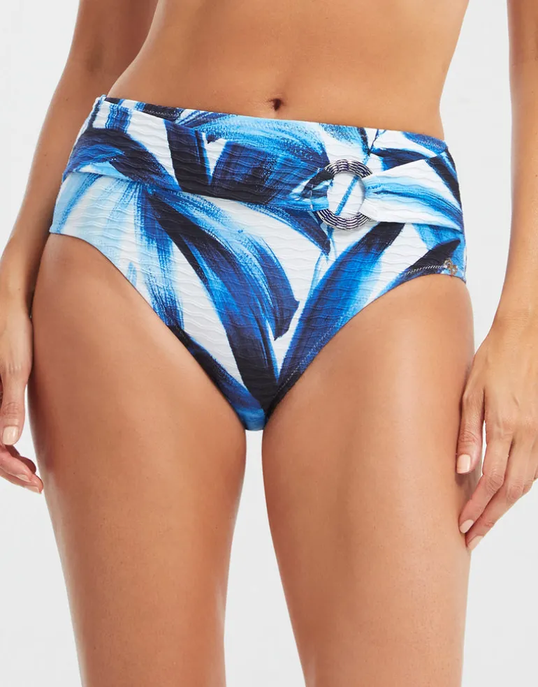 Azura Maxi Bikini Pant - Blue and White