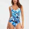 Azura Underwired Swimsuit - Blue and White