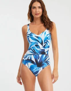 Azura Underwired Swimsuit - Blue and White