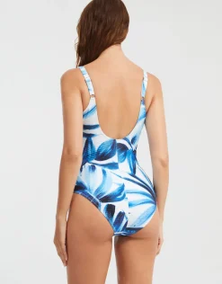 Azura Wrap Swimsuit - Blue and White