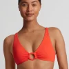Beach Club Solids Macrame Ring OTS Bikini Top - Persimmon