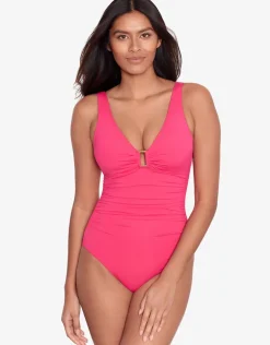 Beach Club Solids Ring OTS Swimsuit - Passionfruit