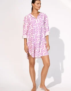 Beach Shirt - White Violet