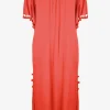 Beachwear Off the Shoulder Dress - Fiery Coral