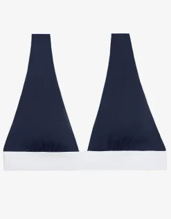 Bel Air Modern V Neck Bikini Top - Navy and White