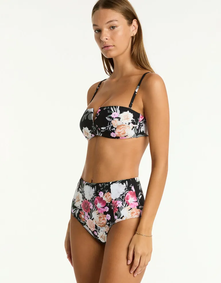 Belle Panelled High Waist Bikini Pant - Black