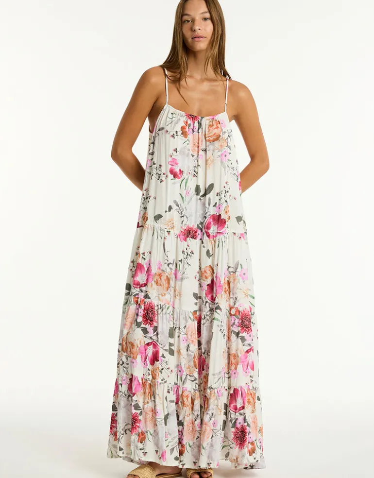 Belle Tiered Maxi Sundress - Coconut