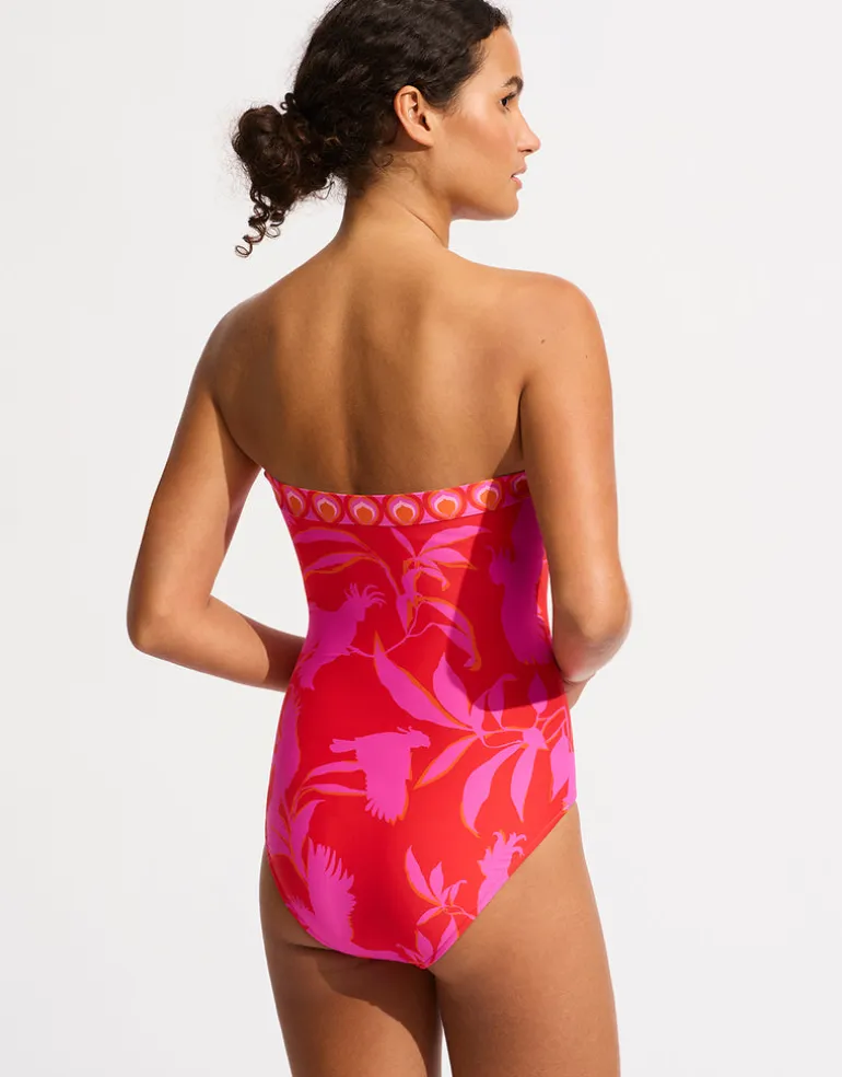 Birds of Paradise DD Bandeau Swimsuit - Chilli Red