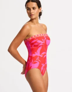 Birds of Paradise DD Bandeau Swimsuit - Chilli Red