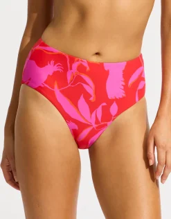 Birds of Paradise High Waist Bikini Pant - Chilli Red