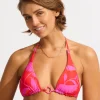 Birds of Paradise Reversible Longline Tri Bikini Top - Chilli Red