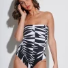 Black and White Bandeau Swimsuit