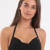 Black Eyro Twist Halter Bikini Top - Black