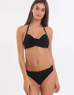 Black Eyro Twist Halter Bikini Top - Black