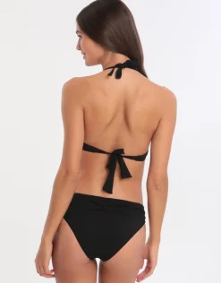 Black Eyro Twist Halter Bikini Top - Black