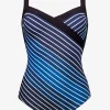 Blue Illusion Cross Front Swimsuit - Blue and White