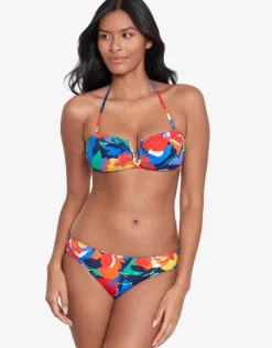 Bold Abstract Floral V Wire Bandeau Bikini Top