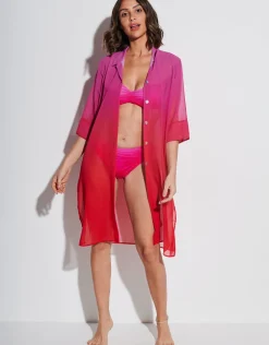 Brasil Midi Beach Shirt - Flower Pink