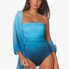 Brasil Ruched Bandeau Swimsuit - Blue Ombre