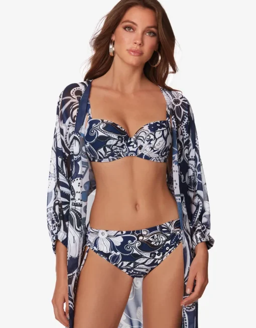 Cachemire Underwired Bikini Set - Blue and White