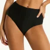 Caracus Panelled High Waist Bikini Pant - Black