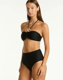 Caracus Panelled High Waist Bikini Pant - Black
