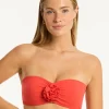 Casa Del Mar Flower Bandeau Bikini Top - Flame