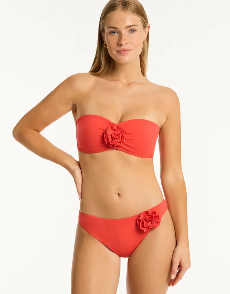 Casa Del Mar Flower Bandeau Bikini Top - Flame