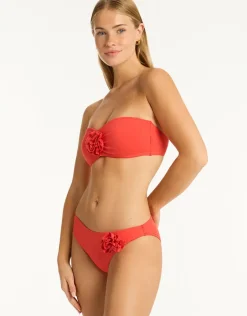 Casa Del Mar Flower Bandeau Bikini Top - Flame