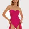 Ceylan Ruched Bandeau Swimsuit - Wonder Pink