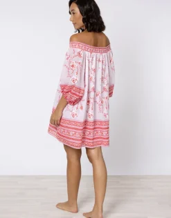 Cherry Blossom Off Shoulder Dress - Rose and Red