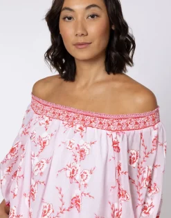 Cherry Blossom Off Shoulder Dress - Rose and Red