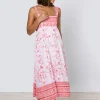 Cherry Blossom Tie Back Dress - Rose and Red