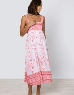 Cherry Blossom Tie Back Dress - Rose and Red
