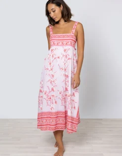 Cherry Blossom Tie Back Dress - Rose and Red