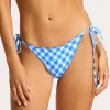Ciao Bella Check Brazilian Tie Side Bikini Pant - Azure